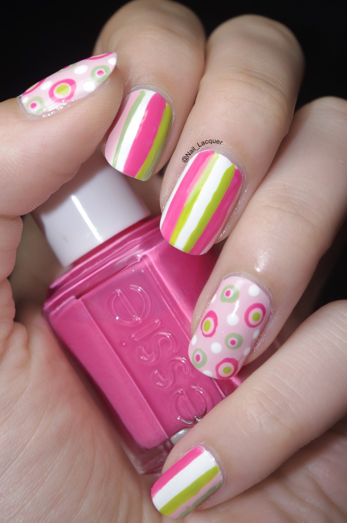 Stripes and polka dots nail art - Nail Lacquer UK