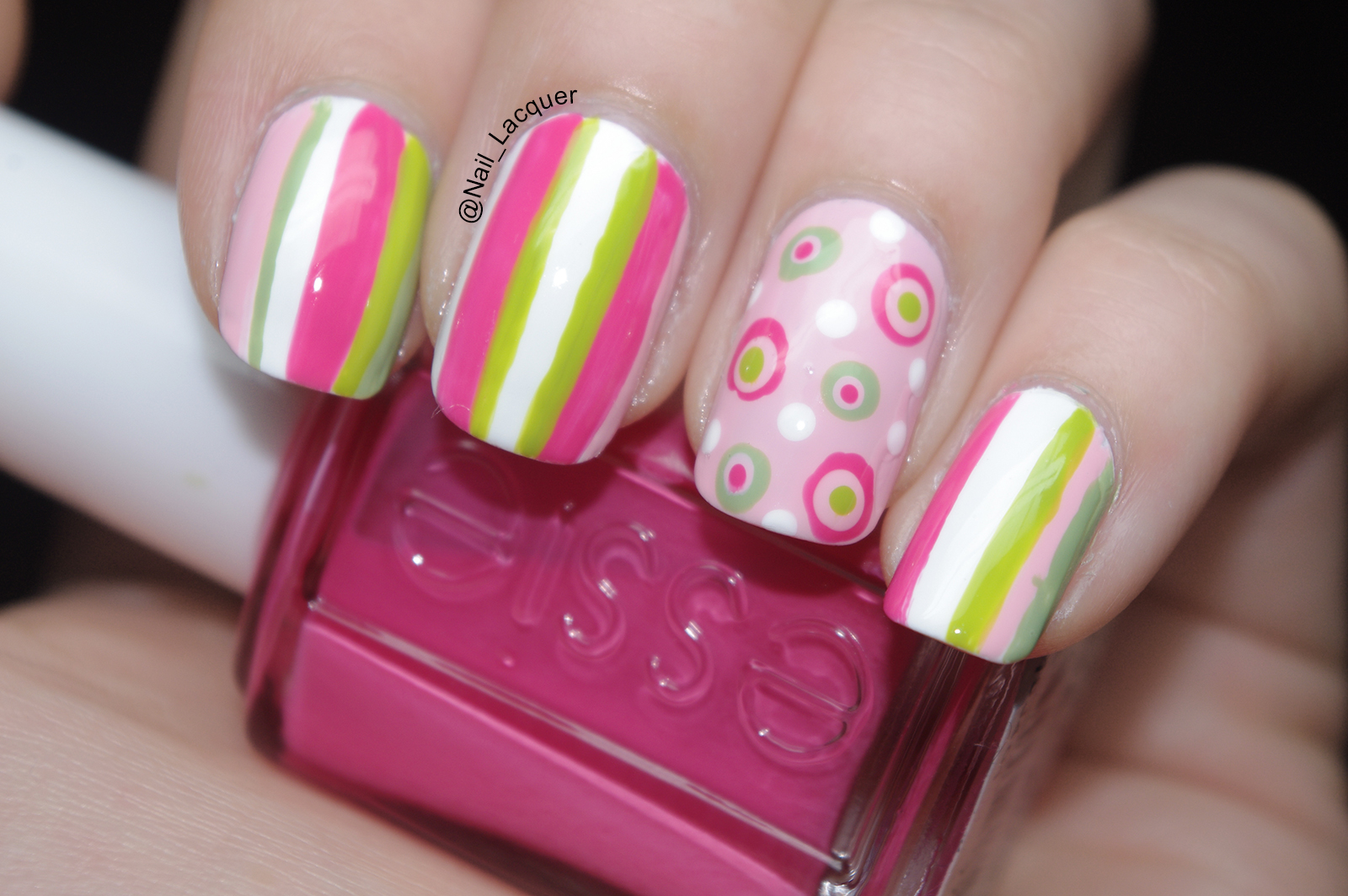 Stripes and polka dots nail art - Nail Lacquer UK