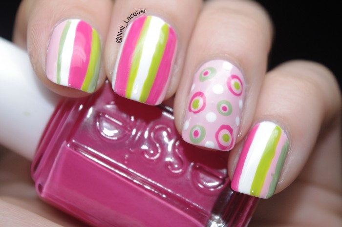 Stripes and polka dots nail art - Nail Lacquer UK