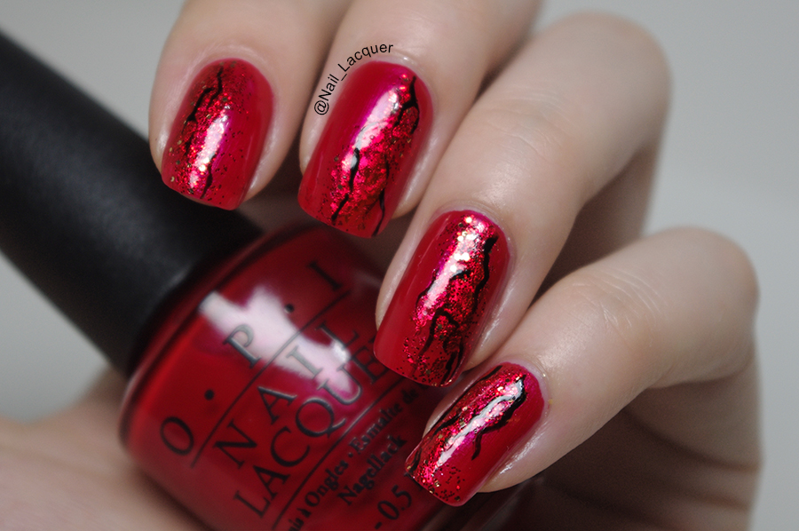 black and red nail design