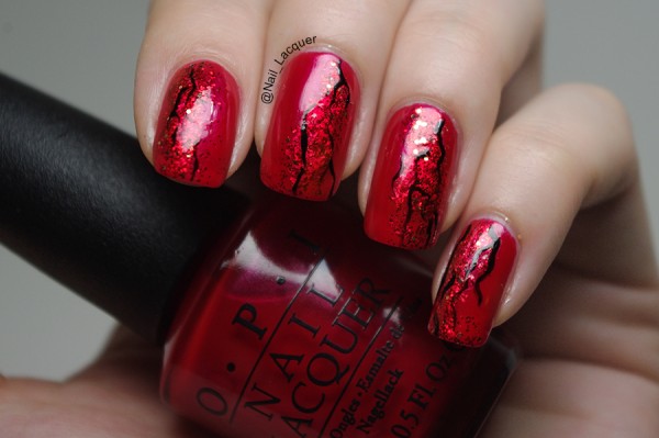 3. Red and Black Marble Nail Art - wide 4