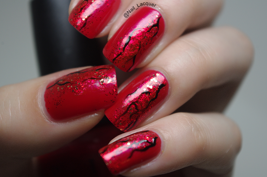 Red and Black Glitter Nail Art - wide 3
