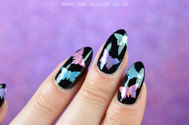 holographic butterfly nail decals tutorial