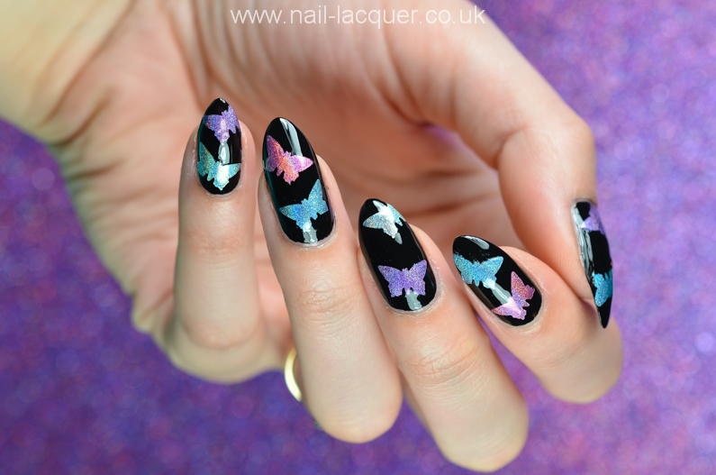 holographic butterfly nail decals tutorial