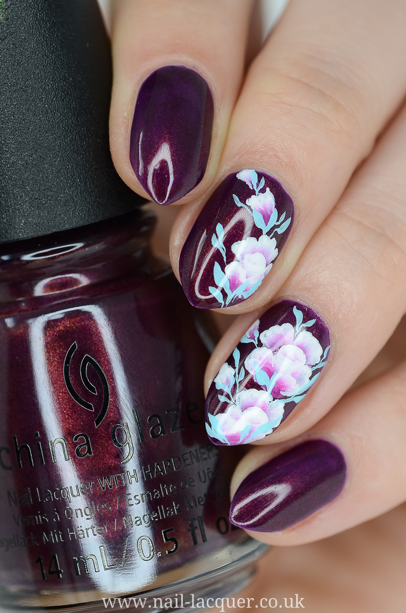 One stroke nail art with China Glaze You're a Mean One by Nail Lacquer UK